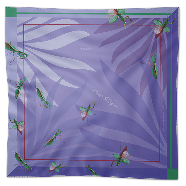 Pañuelo de 70x70cm 48x48cm Mantis Religiosa Lila